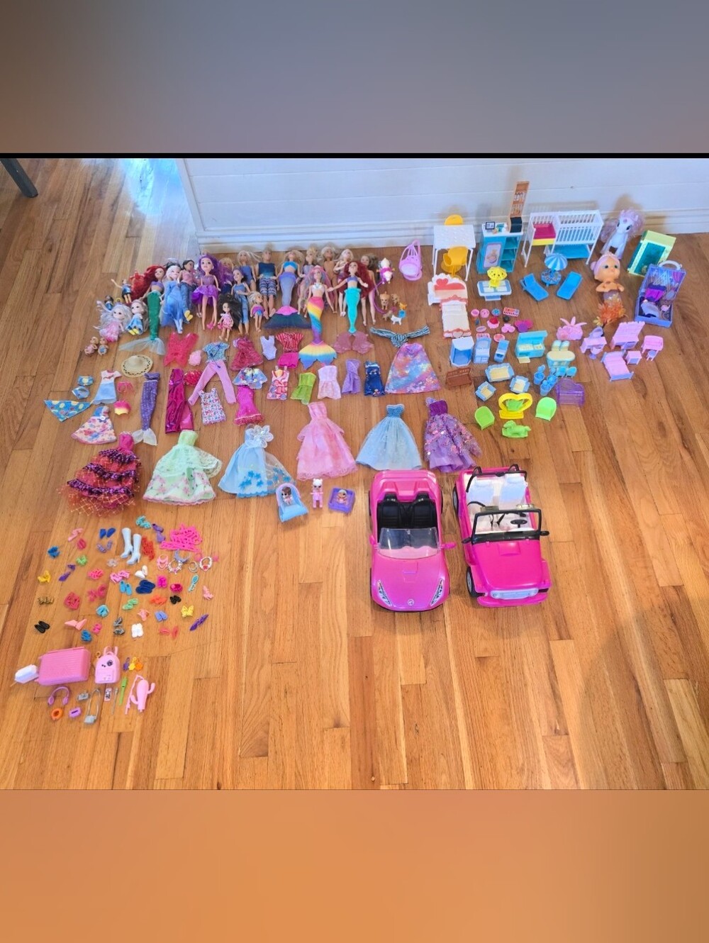 Barbie Pink Dolls, Dresses & Matching Pink Cars Playset